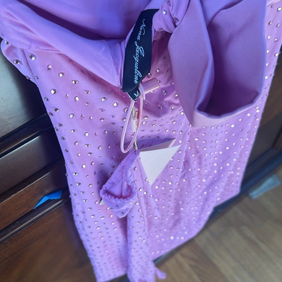 Nana Jaqueline nwt lilac gem dress with back bow and 2 gloves - Picture 7 of 12